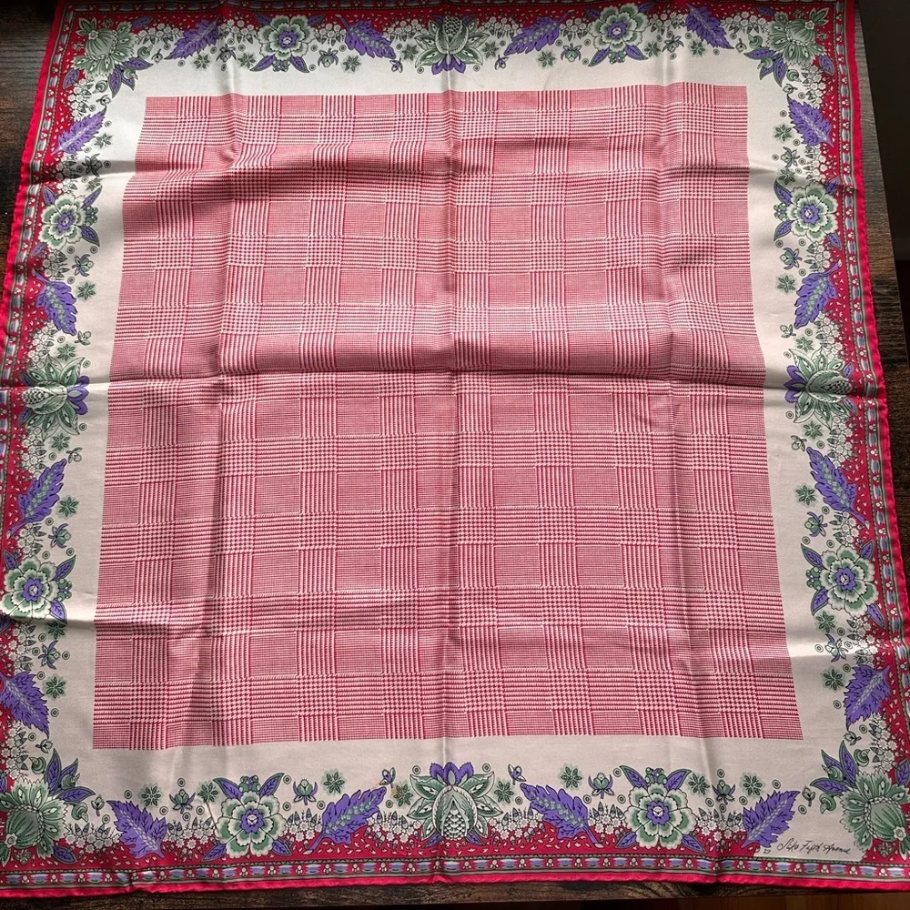 SAKS Fifth Avenue Paisley Checkered Floral Scarf